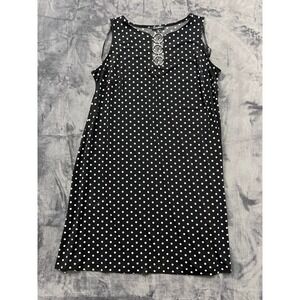 Roz & Ali Polka Dot Dress Woman 1X Black White Hardware Detail Retro A-Line